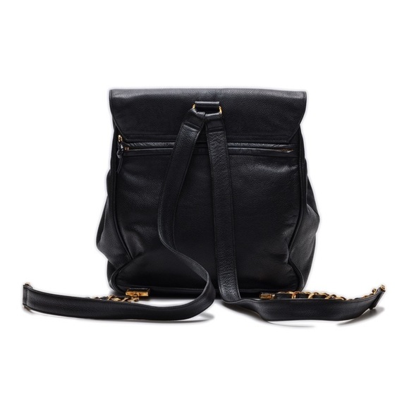 Chanel Turnlock Charm Double Chain Backpack Caviar Skin Black - Picture 2 of 7